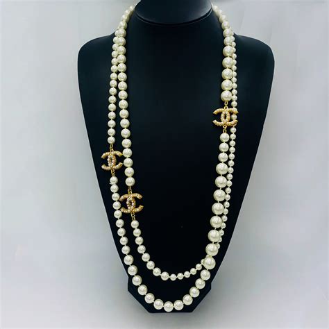 chanel pearl necklace long|chanel pearl necklace vintage.